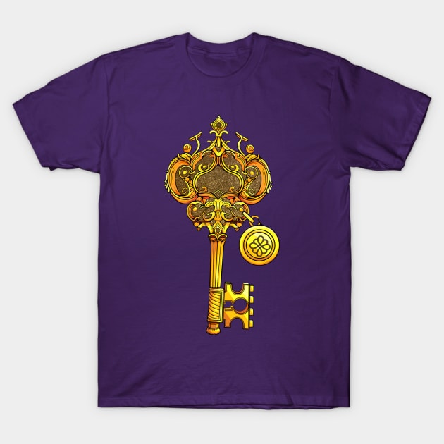 Golden and Golden Key for a Couple Love Lock T-Shirt by ForestWhisper